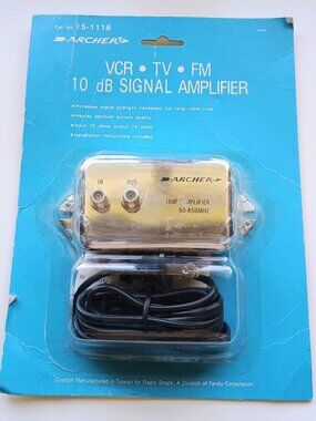 Vintage Archer 10 dB Signal Amplifier VCR TV FM No. 15-1118 New Sealed Radio Sha